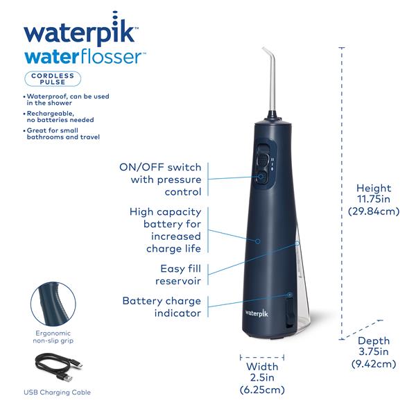 Blue Waterpik™ Cordless Pulse Water Flosser - Image 2