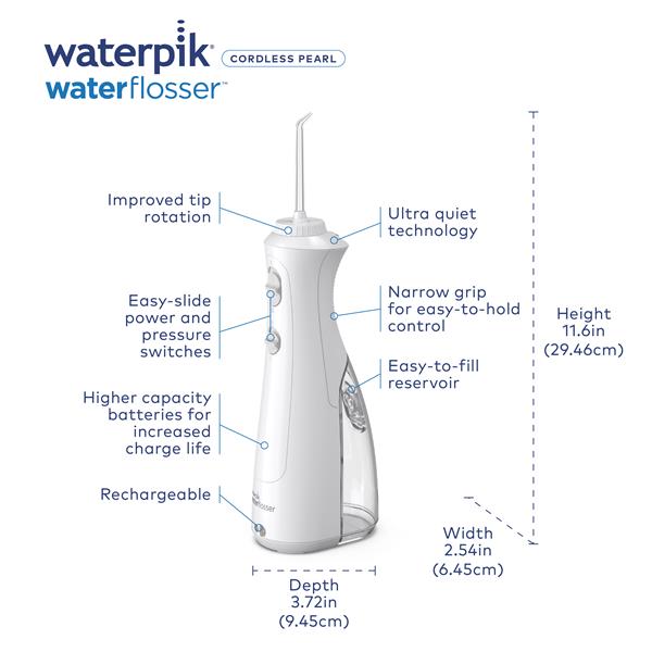 White Waterpik™ Cordless Pearl Water Flosser - Image 2